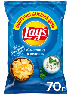 Чипсы Lay's Сметана и зелень, 70г