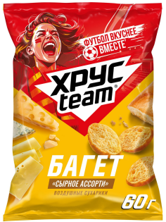 Сухарики Хрусteam Багет сырное ассорти 60г