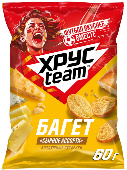 Сухарики Хрусteam Багет сырное ассорти 60г