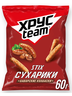 Сухарики Хрусteam Stix к пенному баварские колбаски, 60г