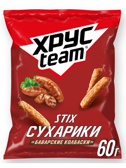 Сухарики Хрусteam Stix к пенному баварские колбаски, 60г