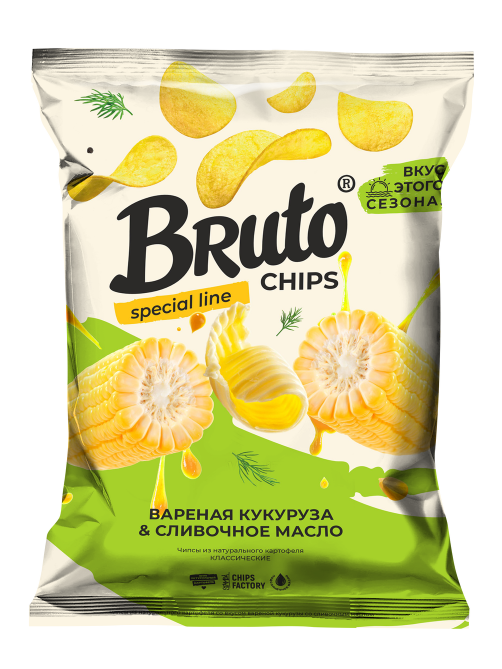 Чипсы Bruto вареная кукуруза и сливочное масло, 100г