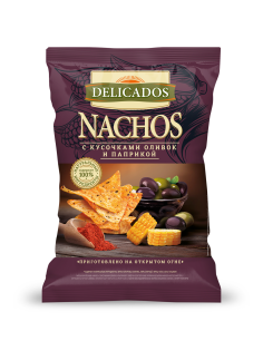 Чипсы Delicados Начос кукурузные Оливки и паприка, 150г