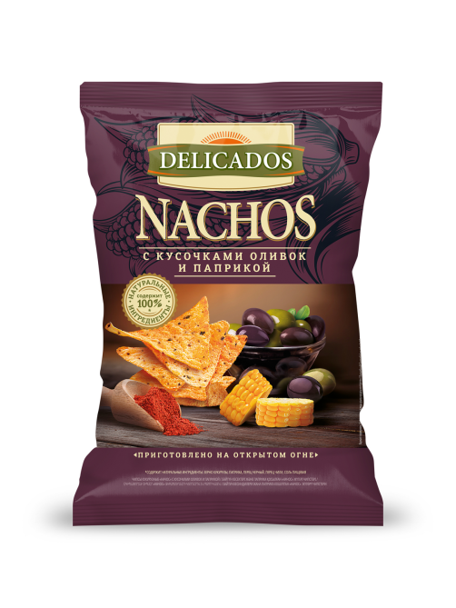 Чипсы Delicados Начос кукурузные Оливки и паприка, 150г