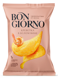 Чипсы Bon Giorno креветка в белом вине, 120г