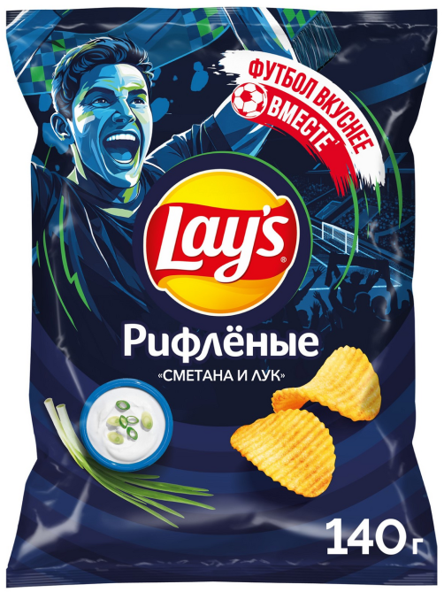 Чипсы Lay's Max рифленые Сметана и лук, 140г
