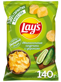 Чипсы Lay's Малосольные огурчики с укропом, 140г