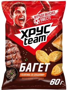 Сухарики Хрусteam Багет со вкусом Телятина со специями, 60г