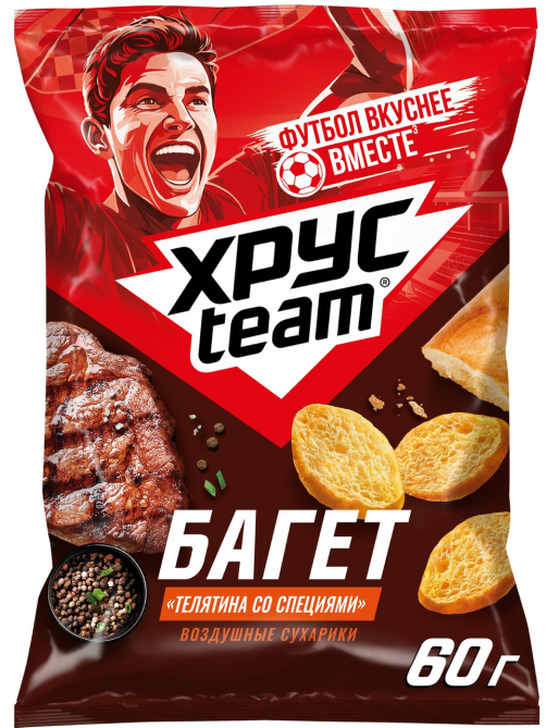 Сухарики Хрусteam Багет со вкусом Телятина со специями, 60г