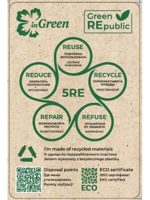Лейка для комнатных растений Ingreen Green Republic, 1.7л