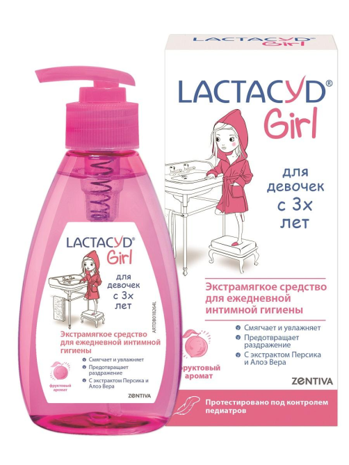 Средство для интимной гигиены детское Lactacyd Girl Экстракт персика-алоэ вера, 200мл