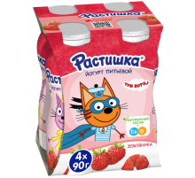 Йогурт питьевой детский Растишка Земляника 1.6% с 3 лет, 90г x 4 шт