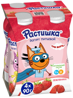Йогурт питьевой детский Растишка Земляника 1.6% с 3 лет, 90г x 4 шт