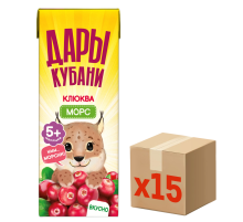 Морс Дары Кубани клюквенный, 200мл x 15 шт