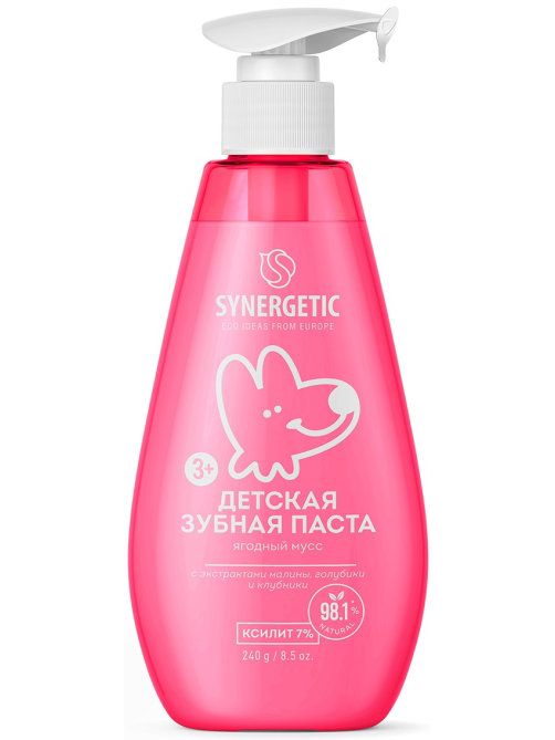 Зубная паста детская Synergetic Ягодный мусс 3+, 240г