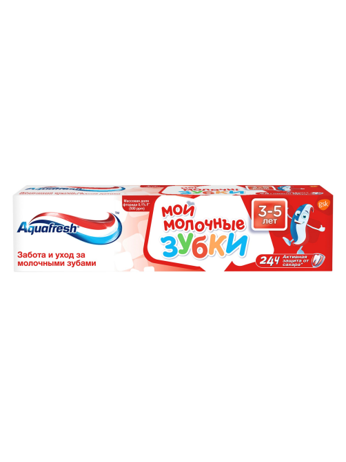 Зубная паста детская Aquafresh Мои молочные зубки для защиты от кариеса с фтором от 3 до 5 лет, 50мл