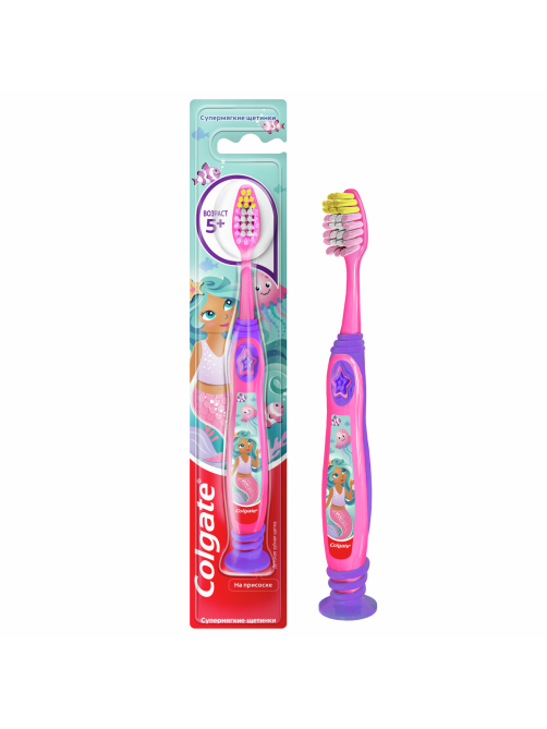 Зубная щетка детская Colgate на присоске ультрамягкая 5+ лет