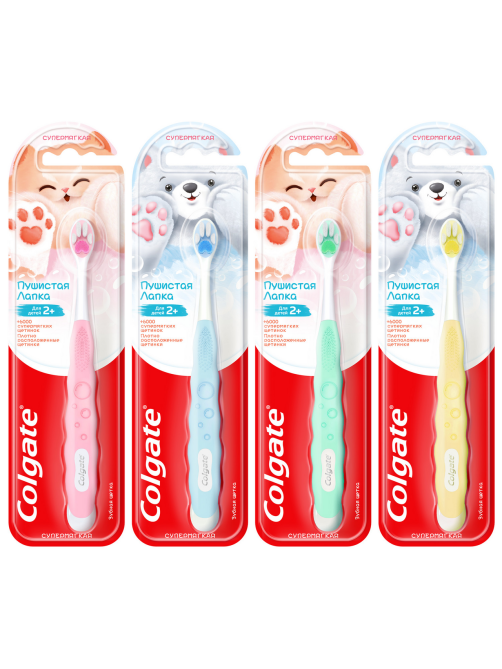 Зубная щетка Colgate Пушистая лапка супермягкая 2+
