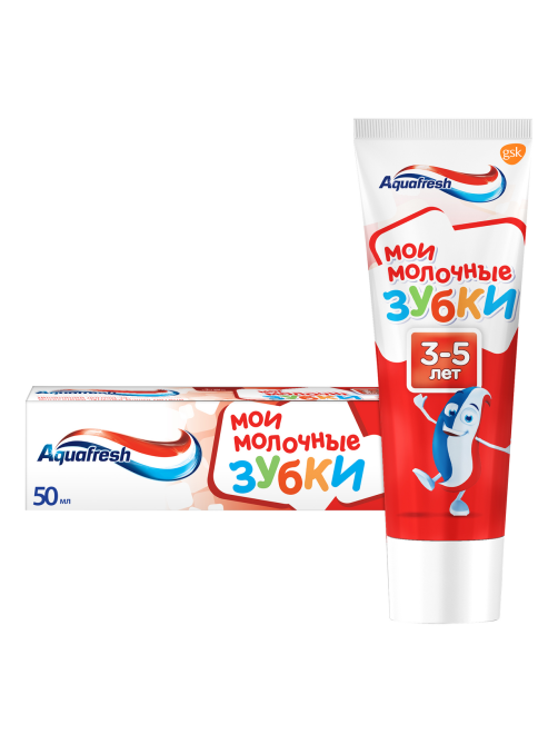 Зубная паста детская Aquafresh Мои молочные зубки для защиты от кариеса с фтором от 3 до 5 лет, 50мл