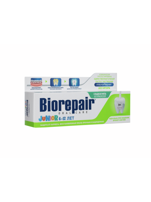 Зубная паста детская Biorepair Junior со вкусом мяты от 6 до 12 лет, 75мл