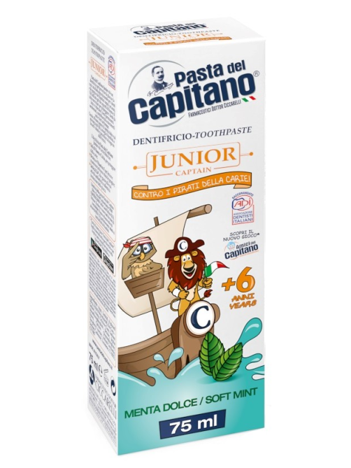 Зубная паста детская Pasta del Capitano мягкая мята 6+, 75мл