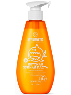 Зубная паста детская Synergetic Сладкий апельсин 3+, 240г