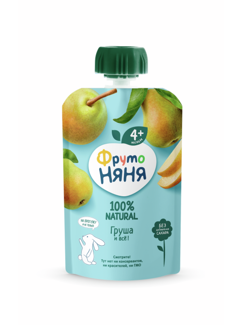 Пюре фруктовое детское ФрутоНяня Груша с 4 месяцев, 90г х 12 шт