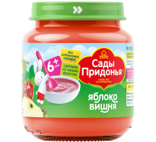 Пюре фруктовое детское Сады Придонья Яблоко и вишня с 6 месяцев, 120г