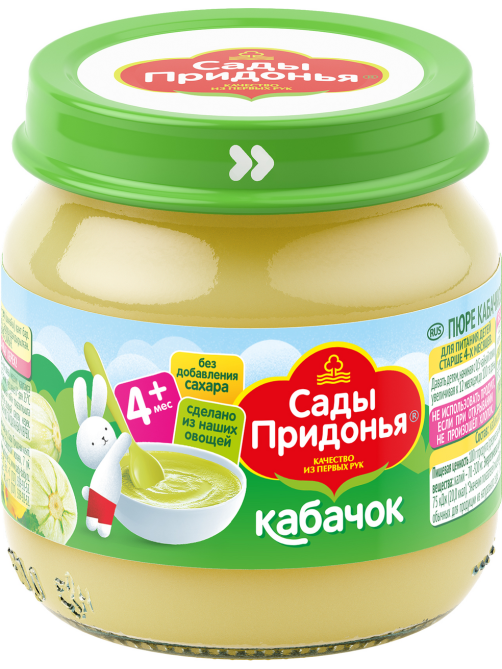 Пюре овощное детское Сады Придонья Кабачок с 4 месяцев, 80г