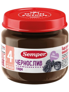Пюре фруктовое детское Semper Чернослив с 4 месяцев, 80г