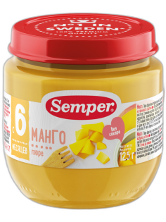 Пюре фруктовое детское Semper Манго с 6 месяцев, 125г
