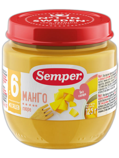 Пюре фруктовое детское Semper Манго с 6 месяцев, 125г