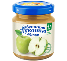 Пюре фруктовое детское Бабушкино Лукошко Яблоко с 4 месяцев, 100г