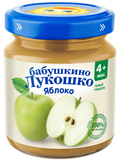 Пюре фруктовое детское Бабушкино Лукошко Яблоко с 4 месяцев, 100г