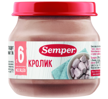 Пюре мясное детское Semper Кролик с 6 месяцев, 80г