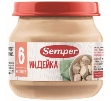 Пюре мясное детское Semper Индейка с 6 месяцев, 80г
