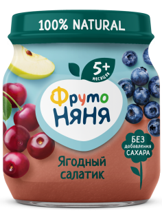 Пюре фруктовое детское ФрутоНяня Ягодный салатик с 5 месяцев, 100г