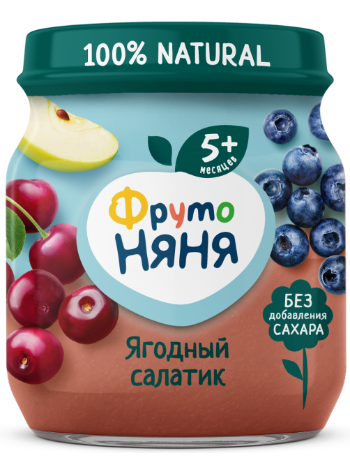 Пюре фруктовое детское ФрутоНяня Ягодный салатик с 5 месяцев, 100г