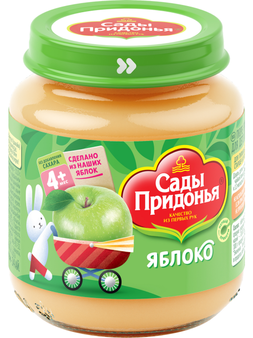 Пюре фруктовое детское Сады Придонья Яблоко с 4 месяцев, 120г