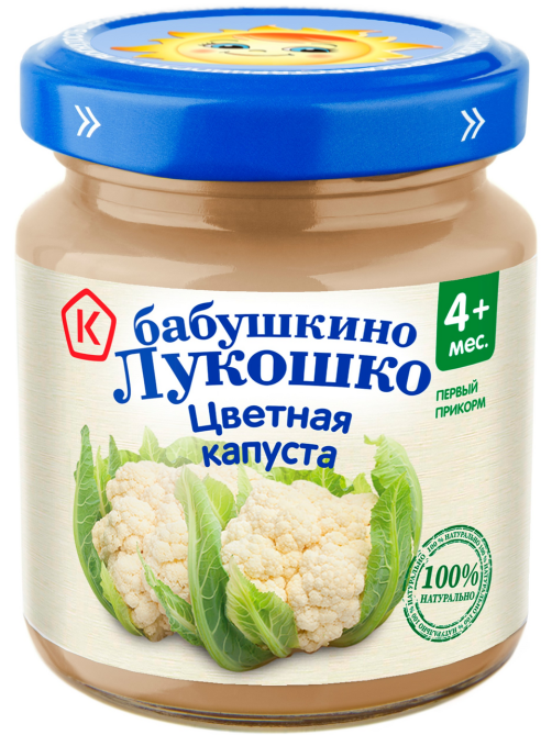 Пюре овощное детское Бабушкино Лукошко Цветная капуста с 4 месяцев, 100г