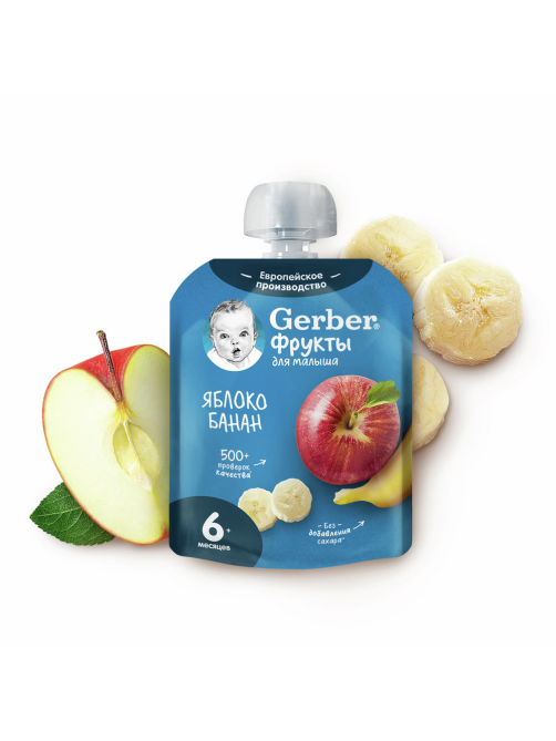 Пюре фруктовое детское Gerber Яблоко и банан с 6 месяцев, 90г