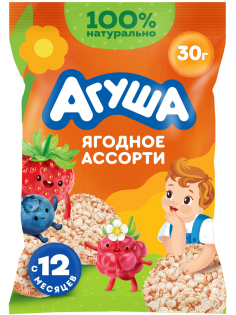 Хлебцы рисовые детские Агуша Мини Ягоды с 12 месяцев, 30г