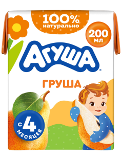 Сок детский Агуша Груша с 4 месяцев, 200мл
