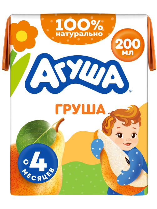 Сок детский Агуша Груша с 4 месяцев, 200мл