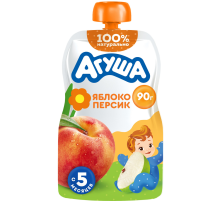 Пюре фруктовое детское Агуша Персик и яблоко с 5 месяцев, 90г