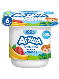 Творог детский Агуша Засыпайка Клубника, банан и мелисса 3.8% с 6 месяцев, 100г