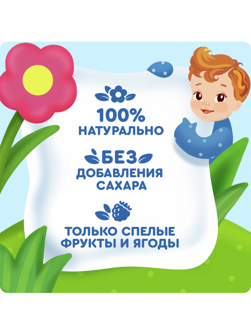 Пюре фруктовое детское Агуша Яблоко, ежевика и малина с 5 месяцев, 90г х 10 шт