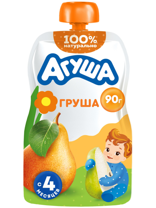 Пюре фруктовое детское Агуша Груша с 4 месяцев, 90г