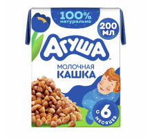 Каша молочная детская Агуша Гречневая 2.5% с 6 месяцев, 200мл