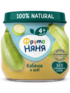 Пюре овощное детское ФрутоНяня Кабачок с 4 месяцев, 80г